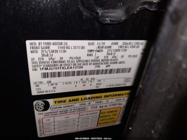 1FMJU1HTXLEA13726 Ford Expedition Xlt