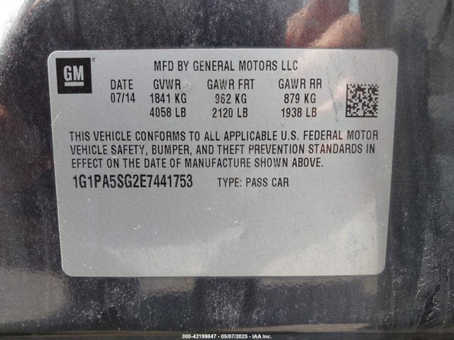 1G1PA5SG2E7441753 Chevrolet Cruze Ls Auto