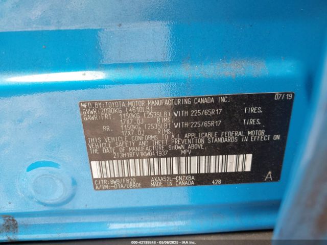 2T3H1RFV1KW041937 Toyota RAV4 LE