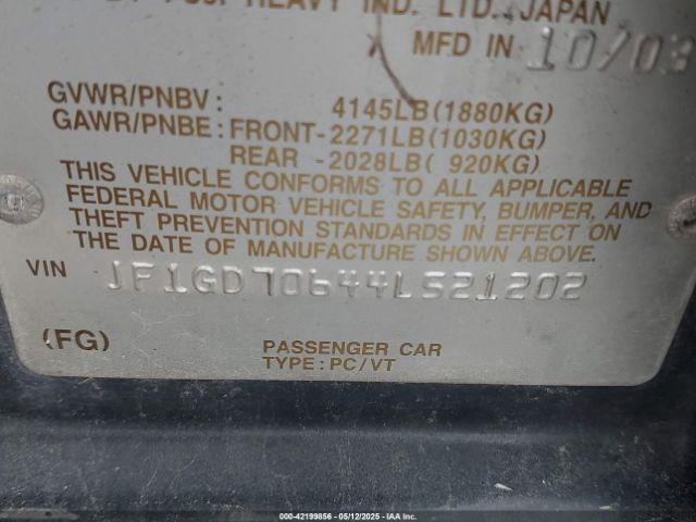 2004 SUBARU IMPREZA WRX STI JF1GD70644L521202 Photo 8