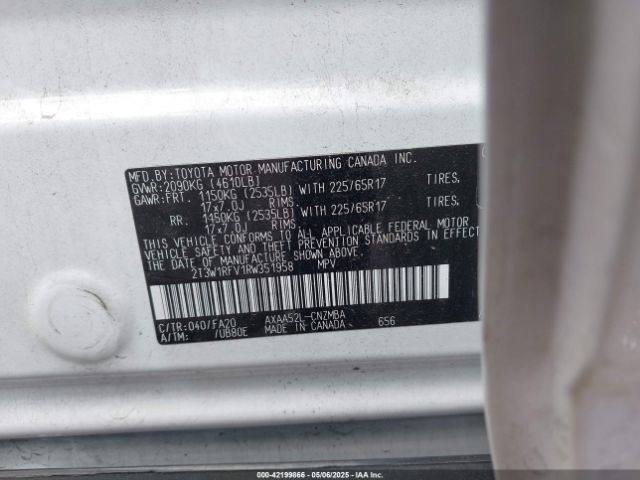 2T3W1RFV1RW351958 Toyota a25a-fks