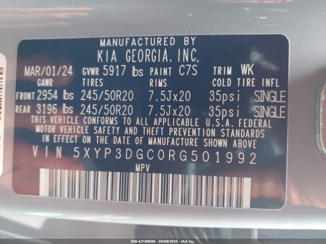 5XYP3DGC0RG501992 KIA Telluride Ex X-line