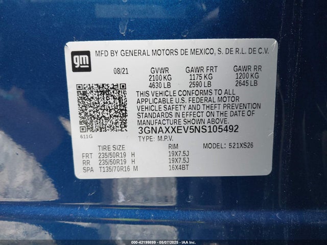 Chevrolet Equinox Awd Premier 2022 3GNAXXEV5NS105492 Image 9