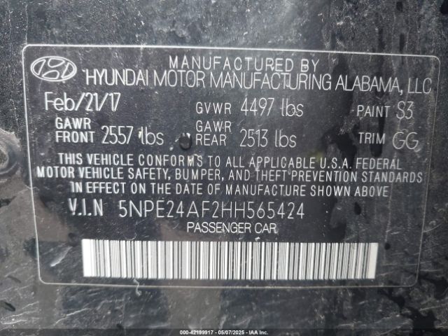 5NPE24AF2HH565424 Hyundai SONATA SE