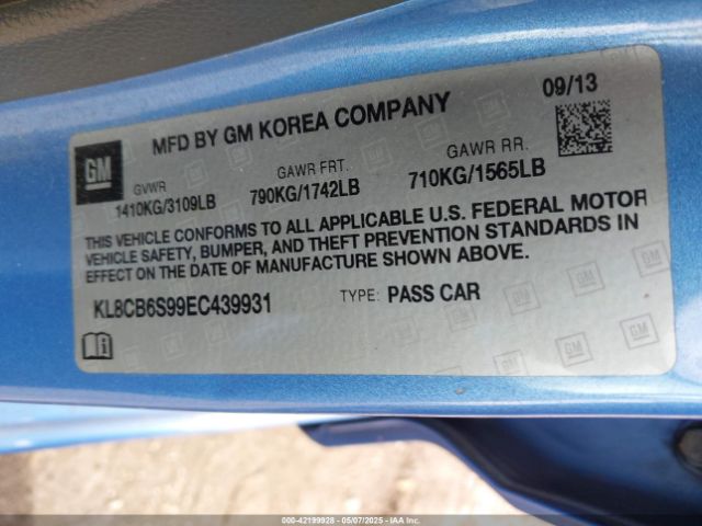KL8CB6S99EC439931 Chevrolet Spark Ls Auto