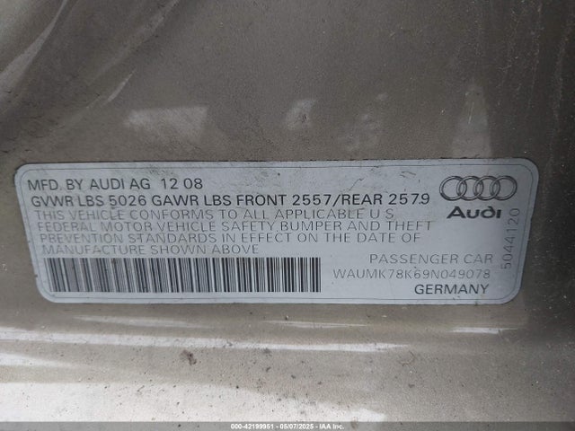2009 AUDI A4 WAUMK78K69N049078 Photo 8