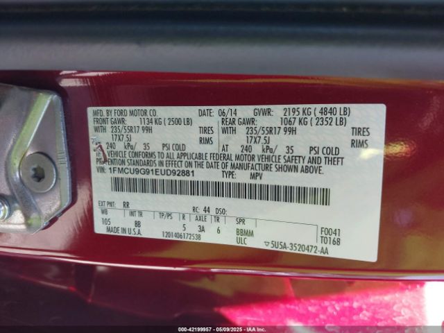 1FMCU9G91EUD92881 Ford ESCAPE SE