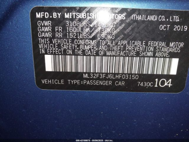 2020 MITSUBISHI MIRAGE G4 ML32F3FJ6LHF03150 Photo 8