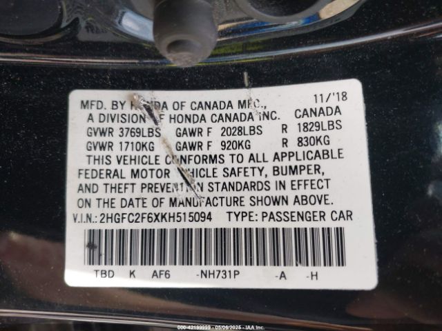 2HGFC2F6XKH515094 Honda Civic Lx