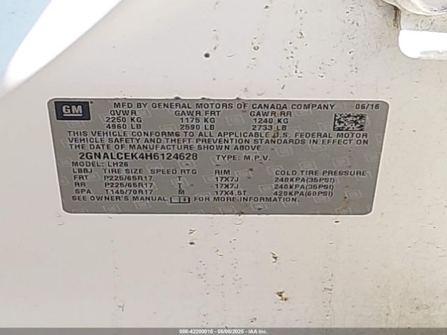 2GNALCEK4H6124628 Chevrolet EQUINOX LT