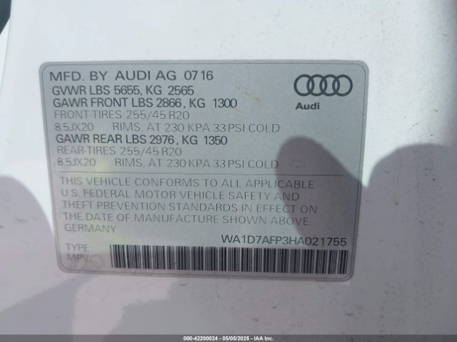 WA1D7AFP3HA021755 Audi Q5 3.0t Premium Plus