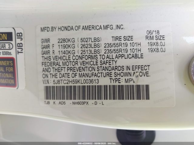 5J8TC2H59KL003613 Acura Rdx Technology Package