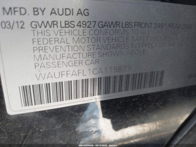 2012 AUDI A4 WAUFFAFL1CA119879 Photo 8