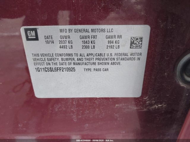 1G11C5SL6FF210925 Chevrolet MALIBU 1LT