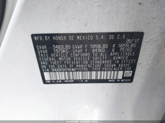 3HGGK5H76HM711770 Honda FIT EX