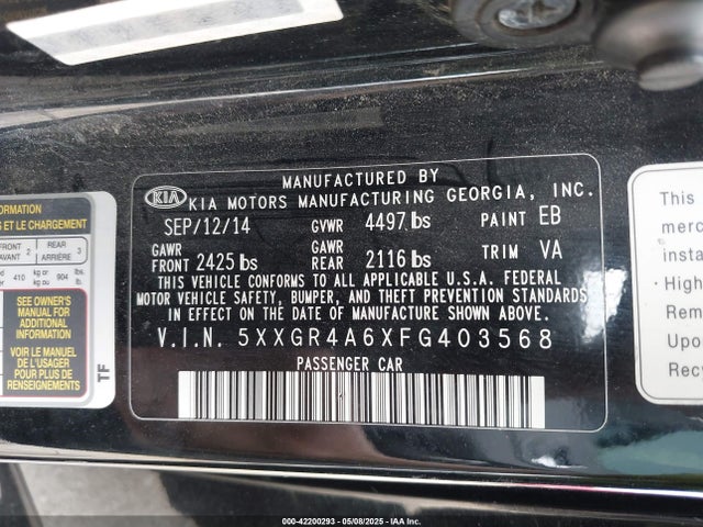 5XXGR4A6XFG403568 KIA dohc t-gdi theta-ii