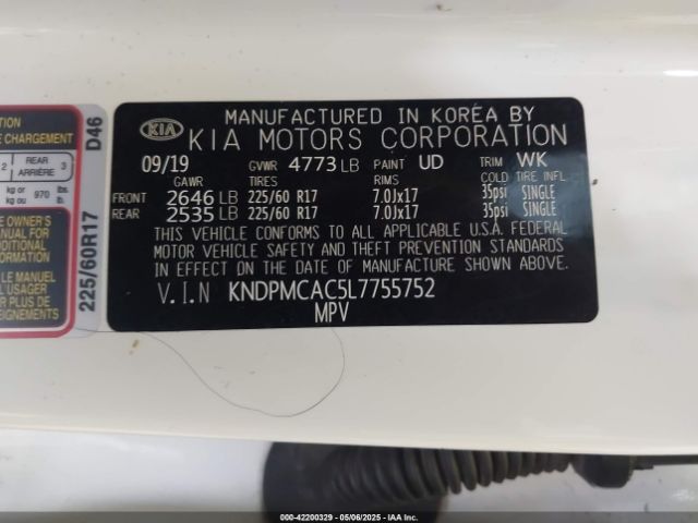 KNDPMCAC5L7755752 KIA Sportage Lx