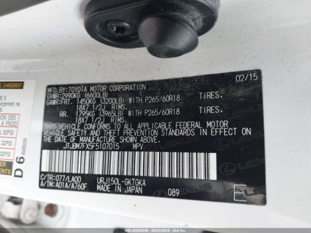 JTJBM7FX5F5107015 Lexus GX 460