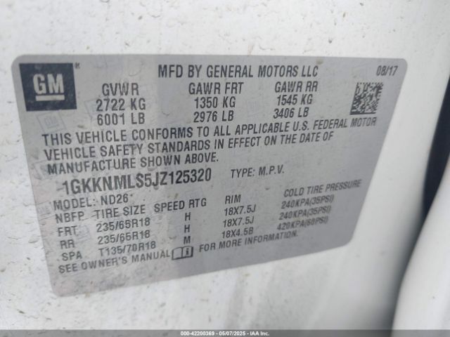 2018 GMC ACADIA 1GKKNMLS5JZ125320 Photo 8
