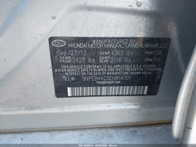5NPEB4AC0EH819701 Hyundai gamma