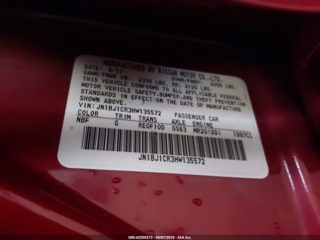 JN1BJ1CR3HW135572 Nissan Rogue Sport Sv