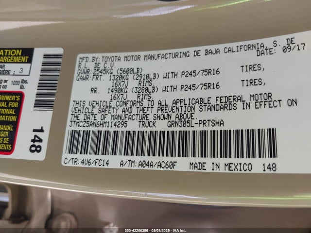 3TMCZ5AN6HM114295 Toyota 2gr-fks