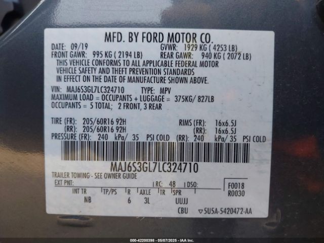 2020 FORD ECOSPORT MAJ6S3GL7LC324710 Photo 8