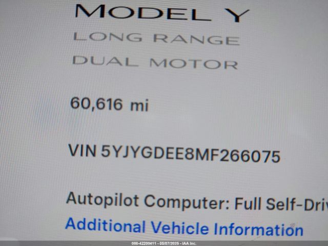 5YJYGDEE8MF266075 Tesla 2021