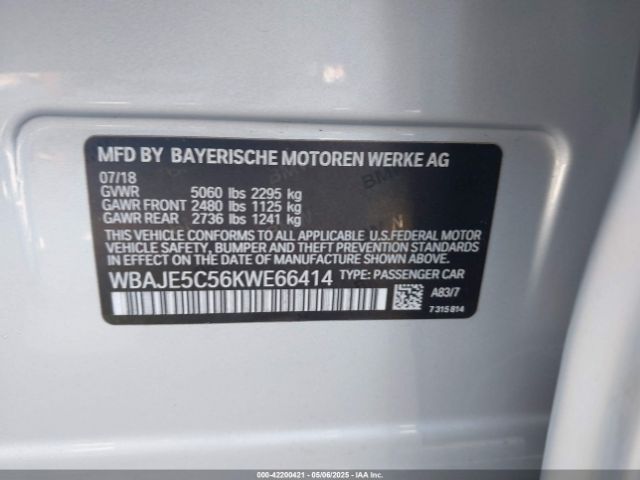 2019 BMW 540I WBAJE5C56KWE66414 Photo 8
