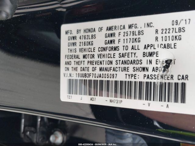 19UUB3F70JA005097 Acura Tlx Advance Pkg