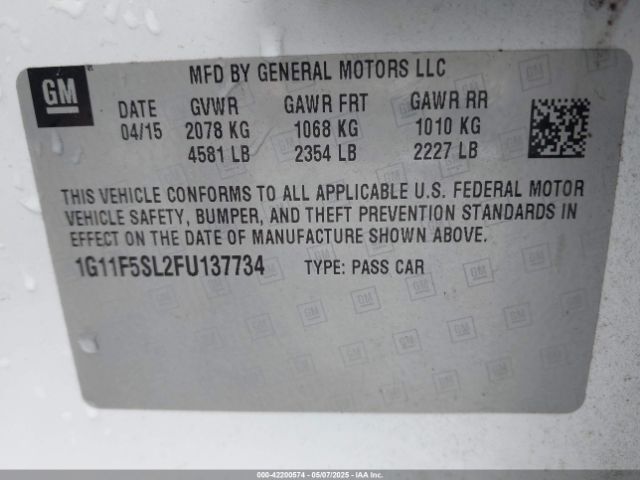 1G11F5SL2FU137734 Chevrolet Malibu 1lz