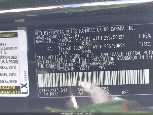 2T2BBMCA1PC005914 Lexus Rx 350h Premium Plus