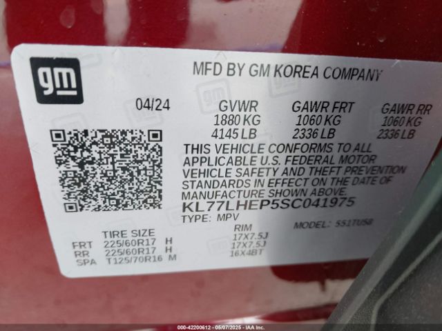KL77LHEP5SC041975 Chevrolet lbp
