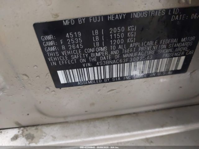 4S3BNAC63F3002543 Subaru Legacy 2.5i Premium
