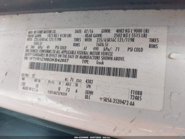 1FTYR1ZM8GKB42857 Ford Transit-250