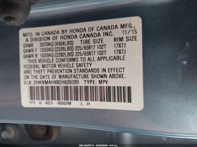2HKRM4H48GH609389 Honda CR-V SE