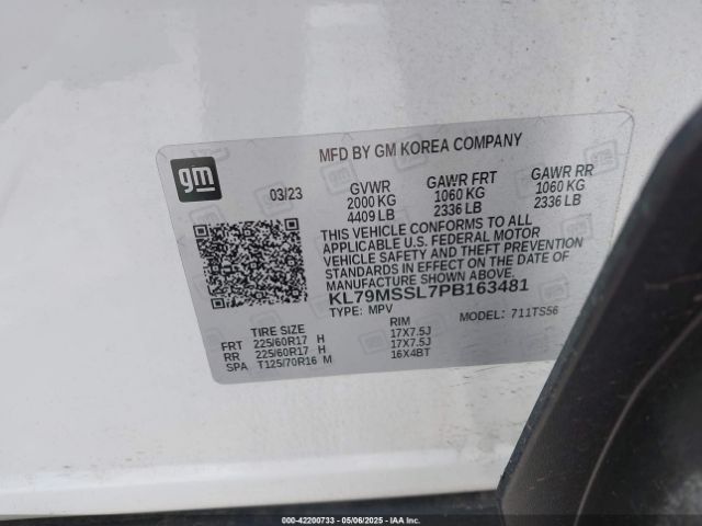 KL79MSSL7PB163481 Chevrolet Trailblazer Awd Activ