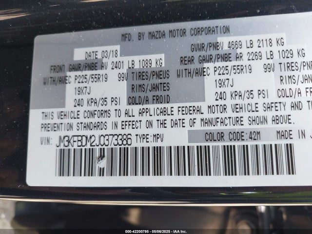 JM3KFBDM2J0373386 Mazda Cx-5 Grand Touring