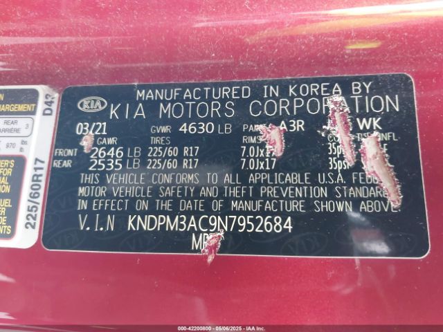 KNDPM3AC9N7952684 KIA Sportage Lx