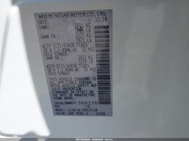 5N1AL0MN6FC504170 Infiniti QX60