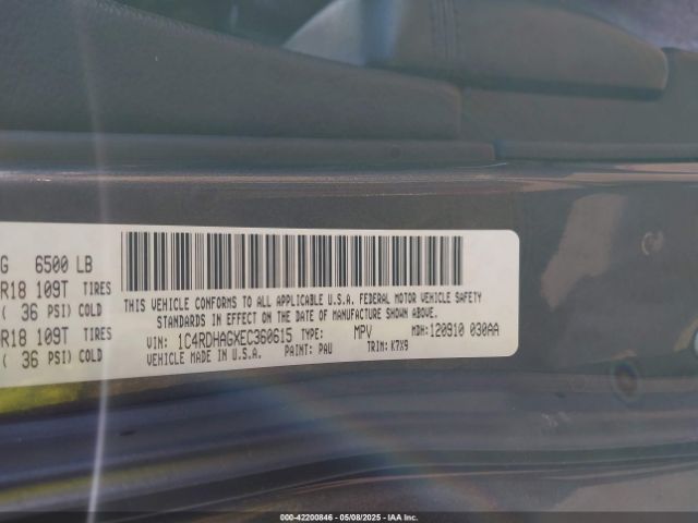1C4RDHAGXEC360615 Dodge Durango Sxt