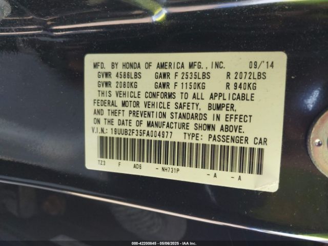 19UUB2F35FA004977 Acura Tlx V6