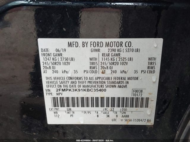 2FMPK3K91KBC35400 Ford Edge Titanium