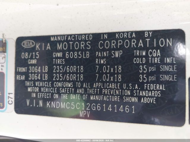 KNDMC5C12G6141461 KIA Sedona Sx