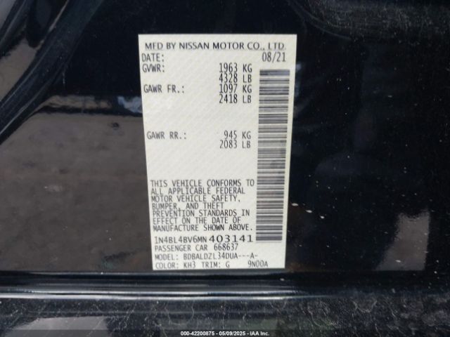 2021 NISSAN ALTIMA 1N4BL4BV6MN403141 Photo 8