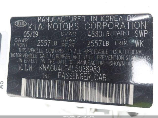 KNAGU4LE4L5038983 KIA Optima Hybrid Ex
