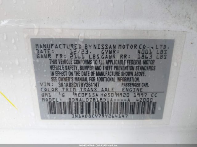 3N1AB8CV7RY264147 Nissan Sentra Sv Xtronic Cvt