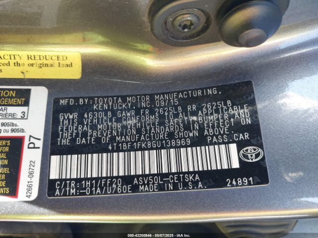 4T1BF1FK8GU138969 Toyota CAMRY SE