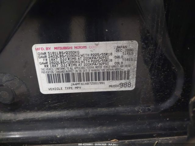 2007 MITSUBISHI OUTLANDER JA4MT41X87Z001991 Photo 8