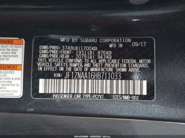 JF1ZNAA16H8711033 Toyota 86